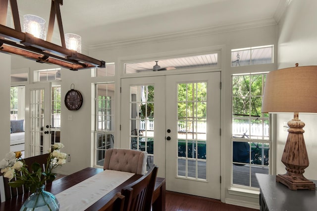 sunroom featuring french doors