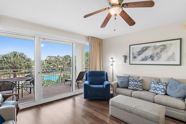 1751 Scenic Highway 98 Unit 212, Destin, FL 32541 - living room with wood finished floors and ceiling fan