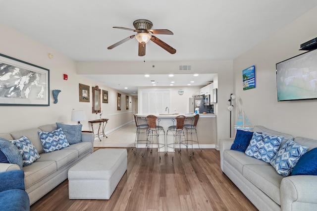 1751 Scenic Highway 98 Unit 212, Destin, FL 32541 - living area featuring ceiling fan, light wood finished floors, baseboards, and recessed lighting