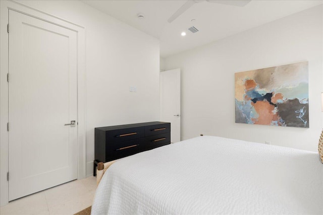 160 Heritage Dunes Ln S, Santa Rosa Beach, FL 32459 - bedroom with light tile patterned floors, visible vents, and recessed lighting