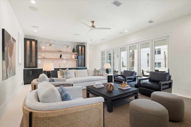 160 Heritage Dunes Ln S, Santa Rosa Beach, FL 32459 - living area with baseboards, ceiling fan, recessed lighting, and visible vents