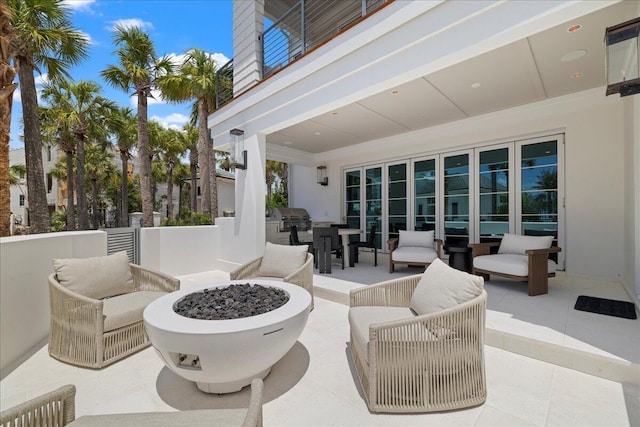 160 Heritage Dunes Ln S, Santa Rosa Beach, FL 32459 - view of patio featuring an outdoor living space with a fire pit, area for grilling, and outdoor dining area
