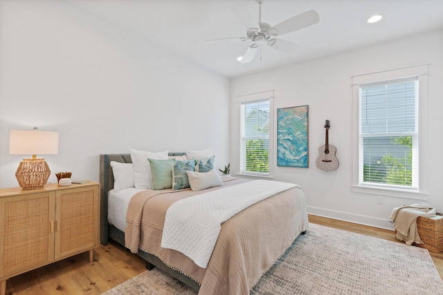 90 Basal St, Inlet Beach, FL 32461 - bedroom featuring light wood finished floors, baseboards, recessed lighting, and ceiling fan