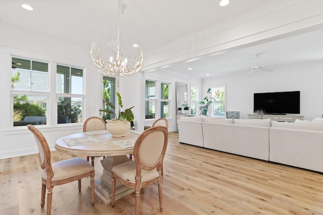 90 Basal St, Inlet Beach, FL 32461 - dining space featuring a chandelier, light wood-style flooring, recessed lighting, and crown molding