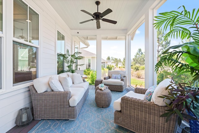 90 Basal St, Inlet Beach, FL 32461 - sunroom / solarium featuring outdoor lounge area, a ceiling fan, and healthy amount of natural light