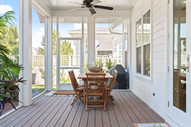 90 Basal St, Inlet Beach, FL 32461 - sunroom with a ceiling fan and plenty of natural light