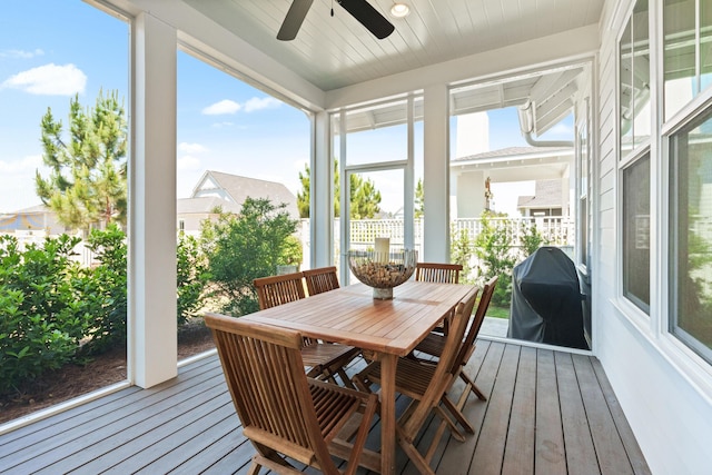 90 Basal St, Inlet Beach, FL 32461 - sunroom featuring ceiling fan and outdoor dining area