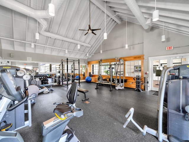 90 Basal St, Inlet Beach, FL 32461 - workout area with ceiling fan and high vaulted ceiling