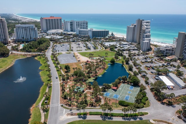 bird's eye view with a view of city and a water view