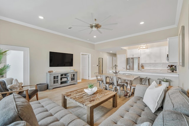 732 Scenic Gulf Dr Unit D103, Miramar Beach, FL 32550 - living area featuring ceiling fan, light wood-style flooring, and recessed lighting