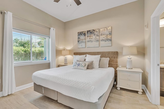 732 Scenic Gulf Dr Unit D103, Miramar Beach, FL 32550 - bedroom featuring baseboards, light wood-style floors, and ceiling fan