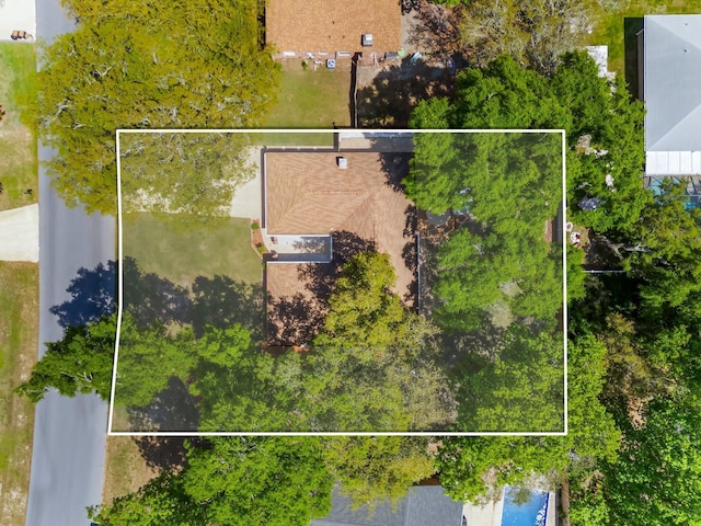 aerial view of property's location featuring property parcel outlined