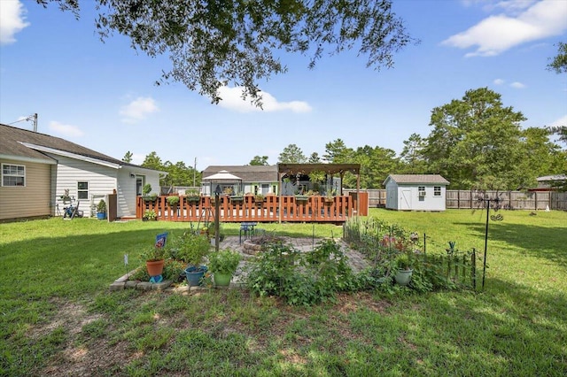 1192 Oakwood Lakes Blvd, Defuniak Springs, FL 32433 - fenced backyard featuring a wooden deck and a shed