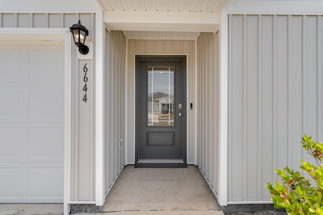 entrance to property with a garage