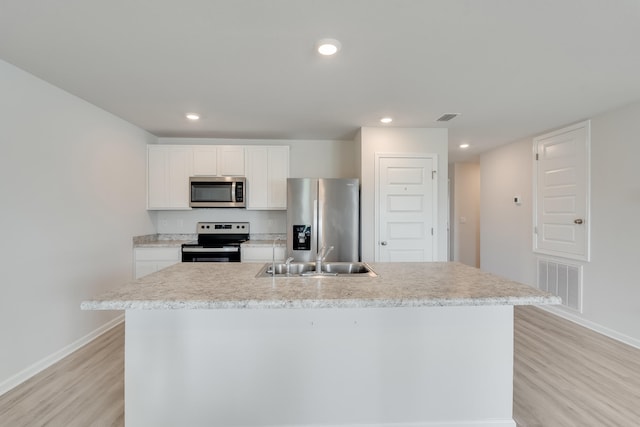 kitchen featuring a sink, baseboards, stainless steel appliances, and visible vents