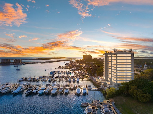 320 Harbor Blvd Unit 1201, Destin, FL 32541 - aerial view at dusk featuring a water view