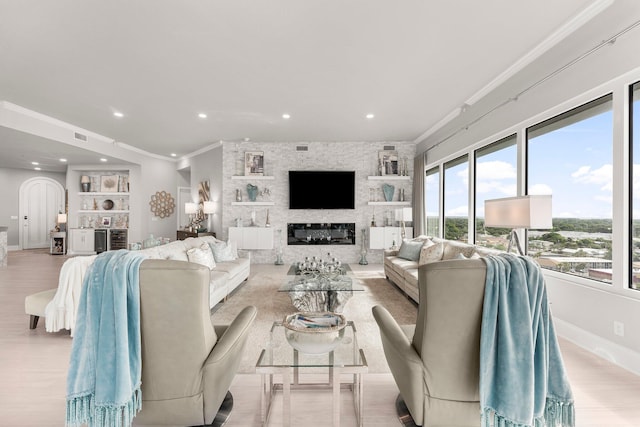320 Harbor Blvd Unit 1201, Destin, FL 32541 - living room with recessed lighting, baseboards, and ornamental molding