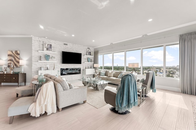 320 Harbor Blvd Unit 1201, Destin, FL 32541 - living area with crown molding, recessed lighting, baseboards, and plenty of natural light