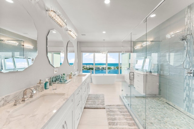 320 Harbor Blvd Unit 1201, Destin, FL 32541 - full bath with a sink, a shower stall, and recessed lighting