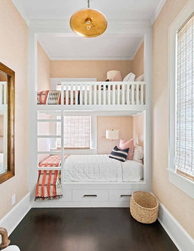 30 N Charles St, Inlet Beach, FL 32461 - bedroom featuring baseboards, ornamental molding, and wood finished floors