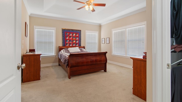 174 Mango Ln, Freeport, FL 32439 - bedroom with light colored carpet, baseboards, and crown molding