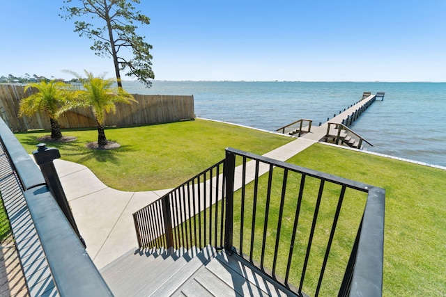 9124 Orlando Ave, Navarre, FL 32566 - view of patio featuring a water view and a boat dock
