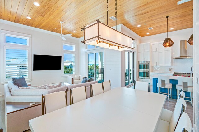 40 Cote D Azur Dr, Santa Rosa Beach, FL 32459 - dining area featuring recessed lighting, a healthy amount of sunlight, and wood ceiling