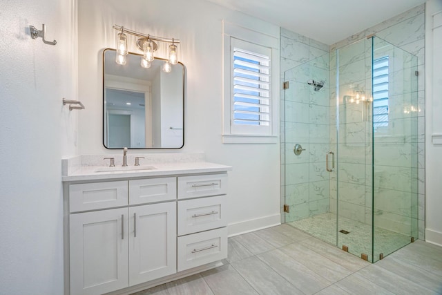 40 Cote D Azur Dr, Santa Rosa Beach, FL 32459 - full bathroom featuring baseboards, a shower stall, and vanity
