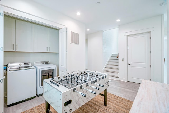 40 Cote D Azur Dr, Santa Rosa Beach, FL 32459 - playroom featuring visible vents, washer and dryer, recessed lighting, and light wood-style flooring