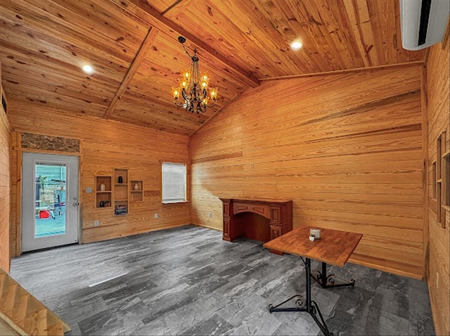 178 Osage Dr, Defuniak Springs, FL 32433 - unfurnished office with vaulted ceiling with beams, wooden ceiling, and wood walls