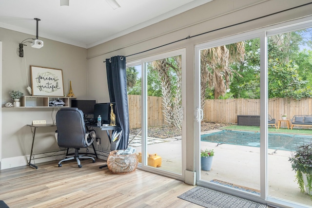 1017 Revere Dr, Pensacola, FL 32505 - office with crown molding and wood finished floors