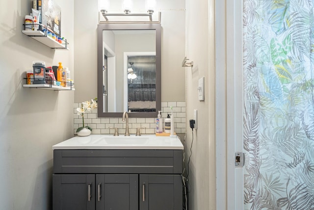 1017 Revere Dr, Pensacola, FL 32505 - full bath featuring vanity and decorative backsplash