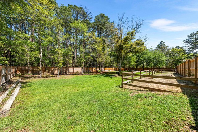 view of yard with a fenced backyard