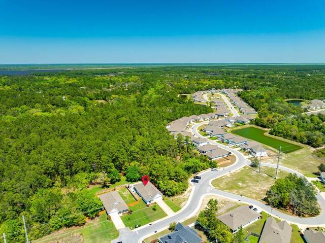 bird's eye view with a view of trees