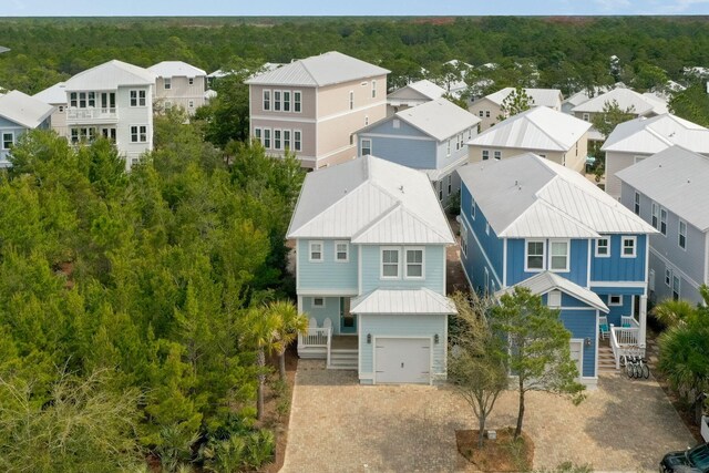 374 Gulfview Cir, Santa Rosa Beach, FL 32459 - birds eye view of property featuring a wooded view and a residential view