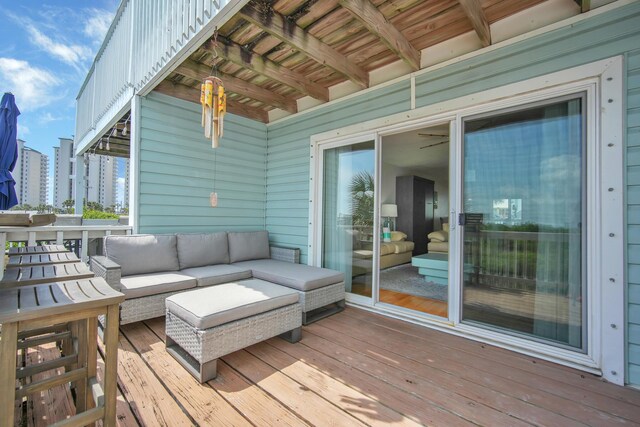 8522 Gulf Blvd Unit 20, Navarre, FL 32566 - wooden terrace with an outdoor living space