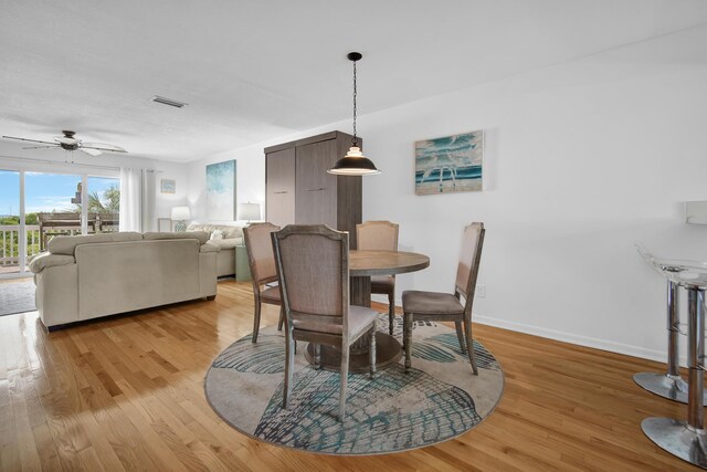 8522 Gulf Blvd Unit 20, Navarre, FL 32566 - dining space featuring visible vents, light wood finished floors, baseboards, and a ceiling fan