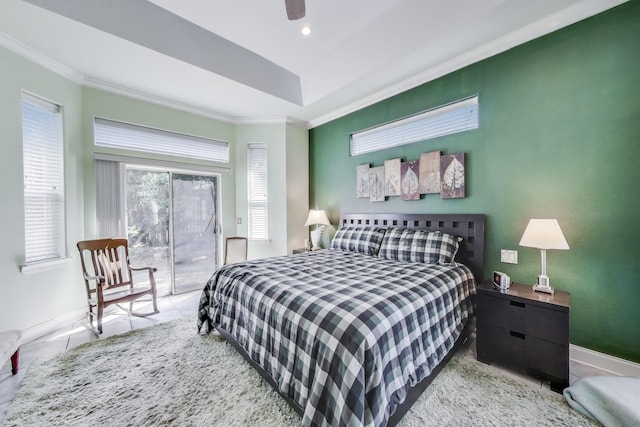 226 Talquin Cv, Destin, FL 32541 - bedroom featuring access to outside, baseboards, and crown molding