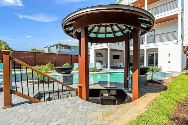 view of pool with a patio area and a fenced backyard