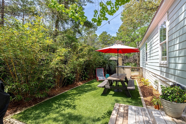 view of yard featuring a deck