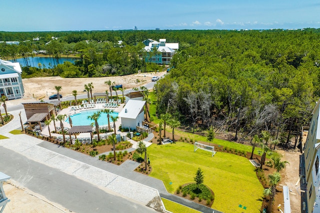 LOT39 String Lily Cv, Santa Rosa Beach, FL 32459 - drone / aerial view of a forest, a pool, and a nearby body of water