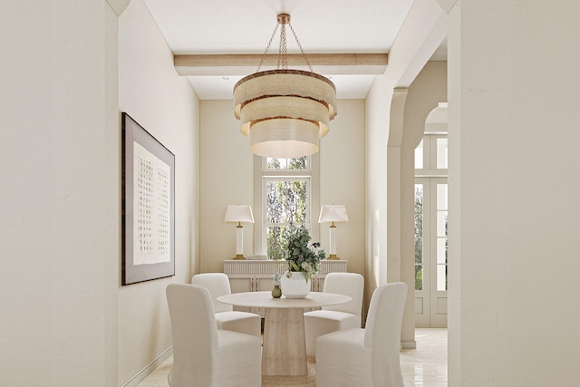LOT39 String Lily Cv, Santa Rosa Beach, FL 32459 - dining area with arched walkways and beamed ceiling