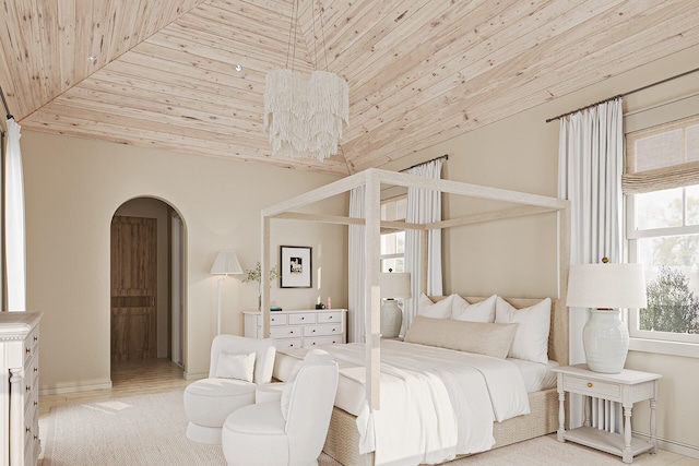 LOT39 String Lily Cv, Santa Rosa Beach, FL 32459 - bedroom with arched walkways, baseboards, and wood ceiling