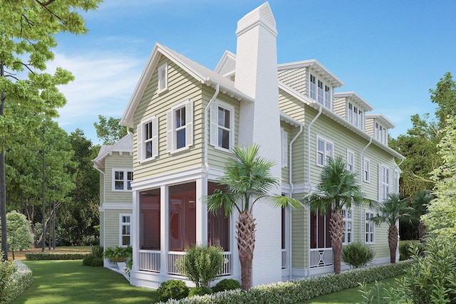 LOT39 String Lily Cv, Santa Rosa Beach, FL 32459 - view of home's exterior with a chimney and a lawn