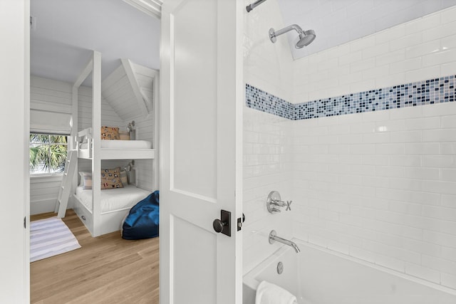 98 Compass Point Way, Inlet Beach, FL 32461 - bathroom with wood finished floors and tub / shower combination