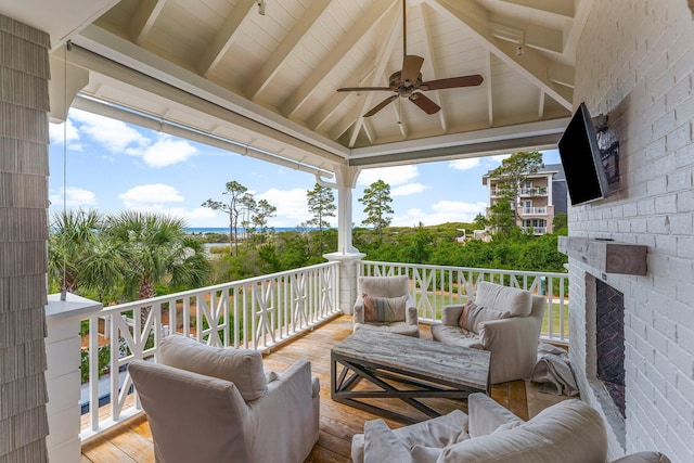 98 Compass Point Way, Inlet Beach, FL 32461 - deck with a ceiling fan and outdoor lounge area