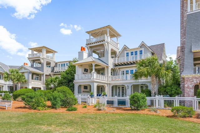 98 Compass Point Way, Inlet Beach, FL 32461 - rear view of house featuring a balcony and french doors