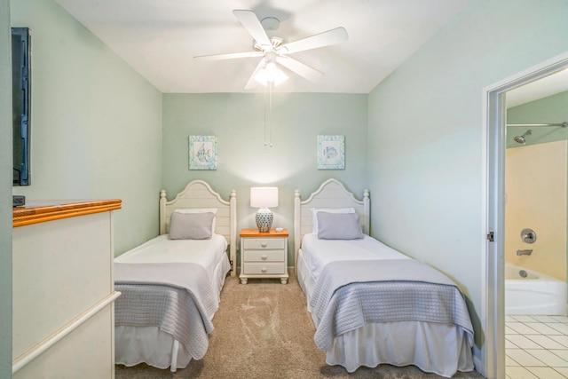 bedroom with carpet flooring and ceiling fan