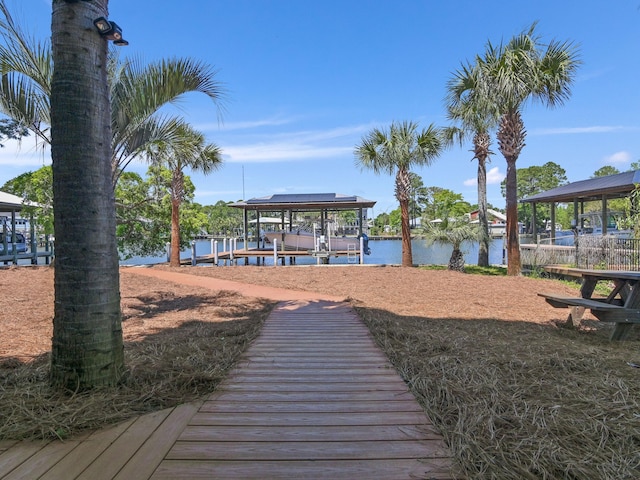 182 My Way, Santa Rosa Beach, FL 32459 - view of dock featuring a water view and boat lift