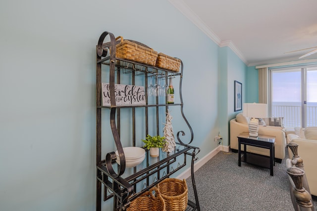 17545 Front Beach Rd Unit 1507, Panama City Beach, FL 32413 - hall featuring ornamental molding and carpet